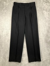 Brooks Brothers 346 Pants Mens Size 35x33 Black Wool Stretch Striped
