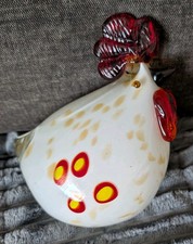 Vintage MCM Hand Blown Murano Style Art Glass Chicken Figurine 7  x7  EUC