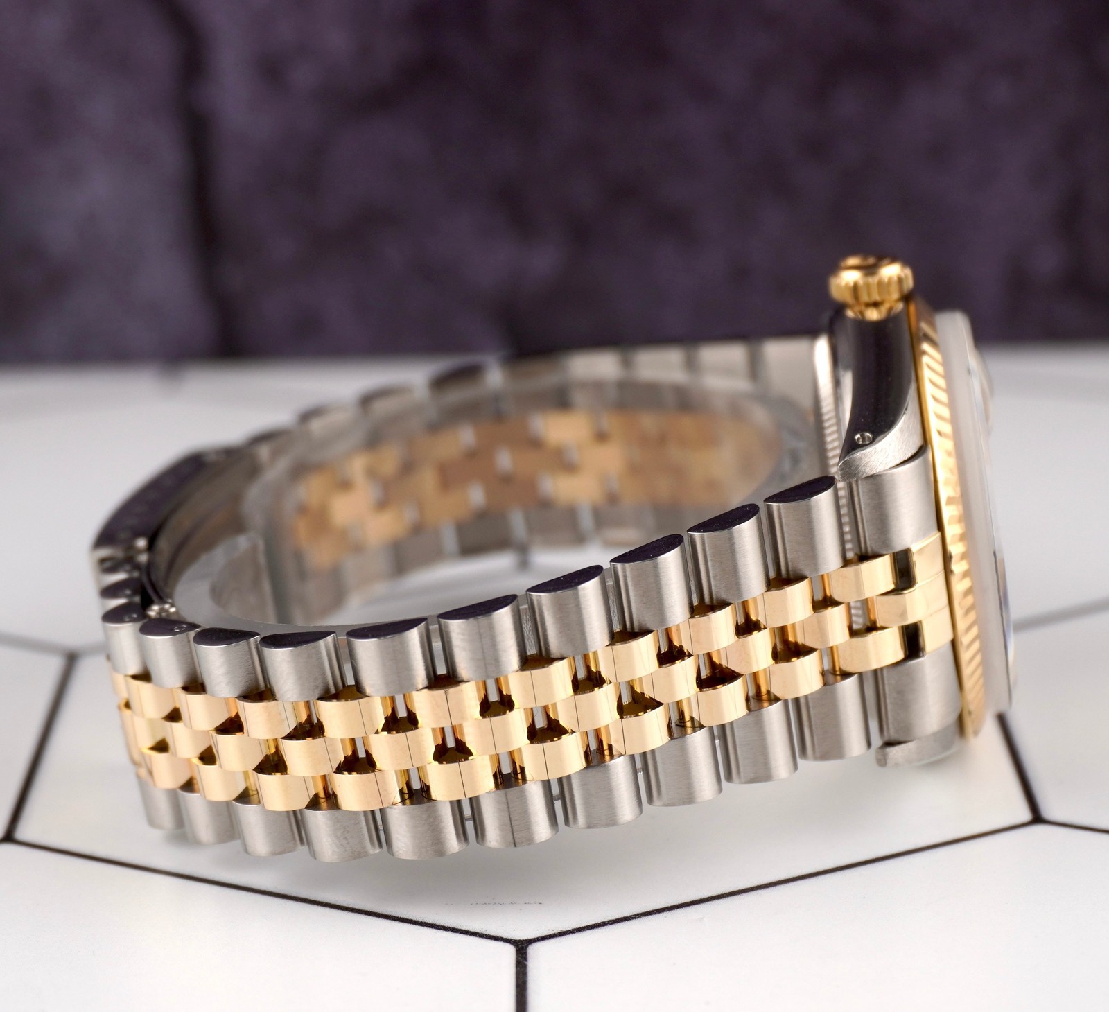 Rolex Datejust 36mm Yellowgold Scanalata Bianco Diamond Quadrante Orologio 16013 foto 6