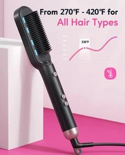 Wavytalk Hair Straightener Brush Sleek Sweep Ionic Straightening Brush  6 temp