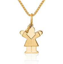 14K Solid Yellow Gold Girl Love Necklace