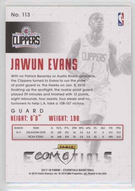 2017-18 Panini Essentials Orange Jawun Evans #113 0b3 thumbnail 2
