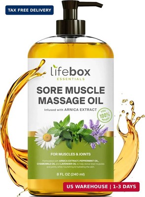 Arnica Sore Muscle Massage Oil - 100% Pure & Natural - Massage Therapy for Muscl