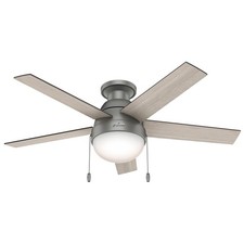 Hunter 46 inch Indoor Ceiling Fan with LED Light - Ceiling Fan with Pull Chai...