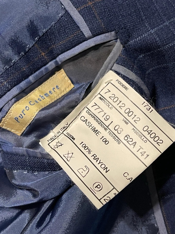 Forall Sartoriale Italy Blue Check Cashmere Blazer Men’s 42 Drop 8 T37 - Image 4 of 4