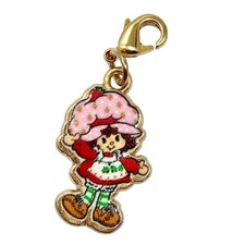 Vtg Strawberry Shortcake Clip On Charm Zipper Pull Bag Purse Gold Tone Acrylic