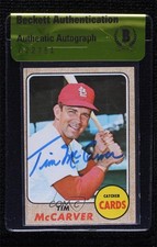 BAS 1968 Topps Tim McCarver #275 Seal of Authenticity Auto ow6