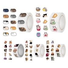 500 Cat Stickers Cute Cats Decals for Laptop Phone Water Bottle 1 Roll