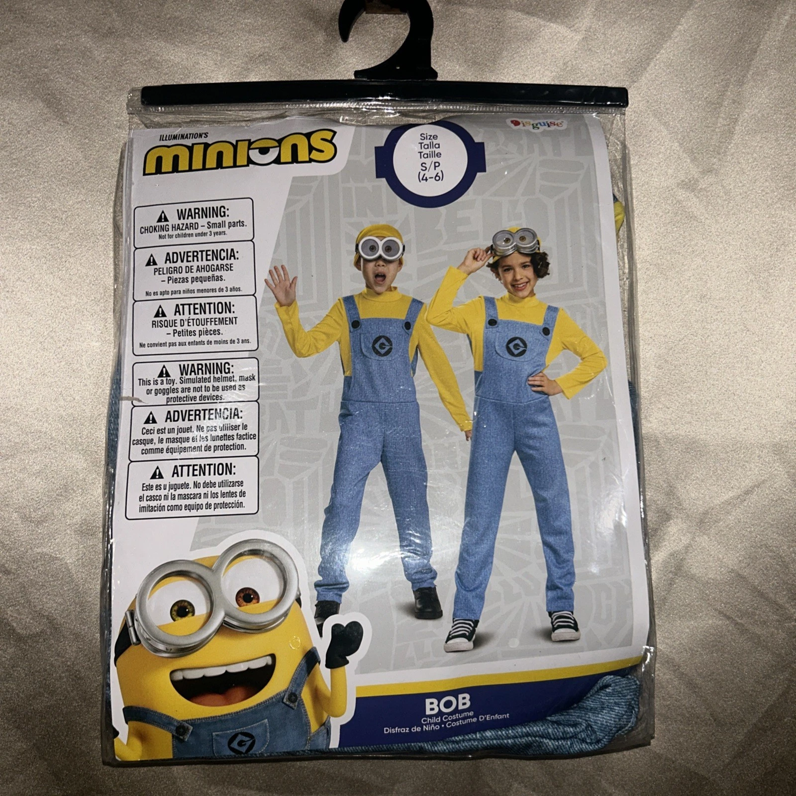 Minions Costume BOB Blue Overalls, Hat, and Goggles, Halloween, Size 4-6