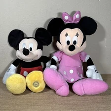 Disney Store Authentic Mickey & Minnie Mouse Plush Stuffed Toy Pair SET OF 2