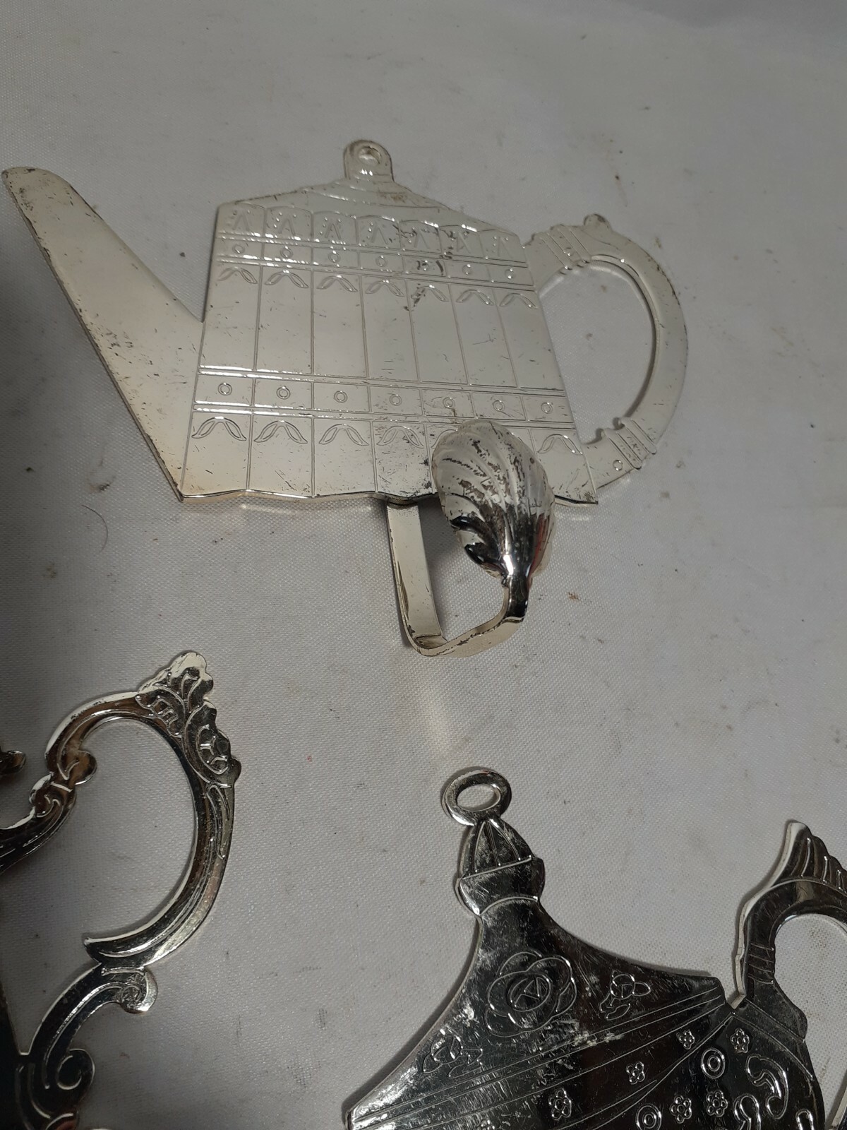 Set 3 Rare Silver Plated Teapot Wall Mounted Hooks Antique Pots, eBay