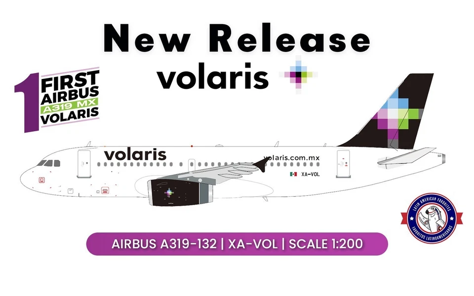 Volaris / Airbus A319 / XA-VOL / EAV-A319-VOL / 1:200 *LAST PIECES* - Image 4 of 4