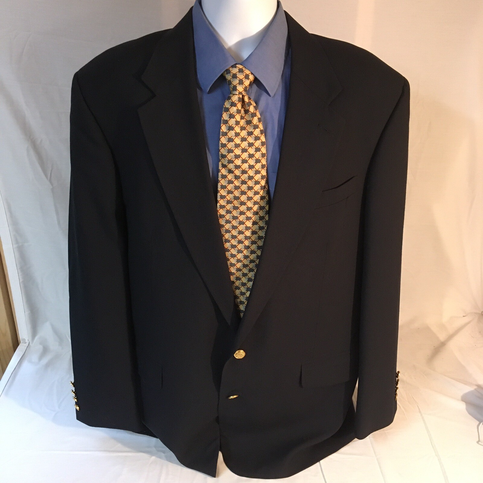 Giacca blazer uomo Deansgate Tailors Fila 2 bottoni blu navy 46L 46 L 100% lana