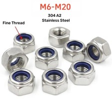 304 A2 Stainless Steel Fine Thread Hex Nylon Insert Nut M8M10M12M14M16M18M20