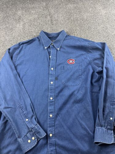 NHL Montreal Canadians Lands' End L/S Oxford Button Down Shirt Size 17-17.5 Reg