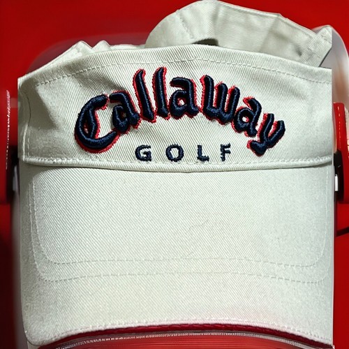 Callaway Golf Sun Visor Strapback Adjustable Hat Cap Men Embroidered Navy/Red - Picture 2 of 5
