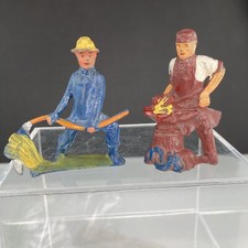 Vintage Lead Figures  Made in USA  Black Smith  Farmer Cutting Straw