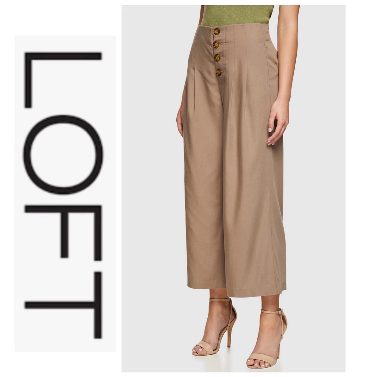 Loft High Rise Wide Leg Cropped Pants