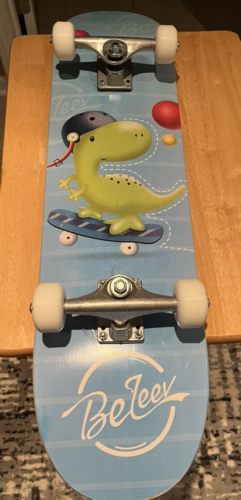31x8 Inch Skateboard Complete for Beginners, 7 Layer Maple Wood Green Dinosaur