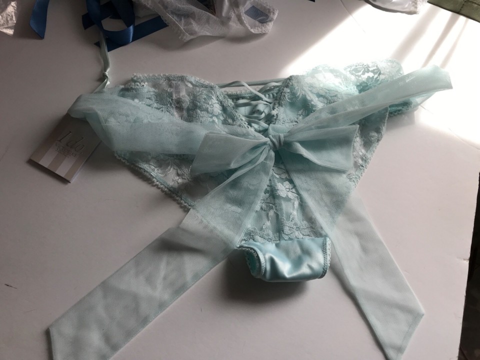Victoria's Secret BRIDAL Panty Thong Satin Bows Bling Lace SMLXL NWT