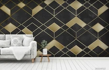 3D Black Golden Geometric Wallpaper Wall Mural Removable Self-adhesive Sticker56