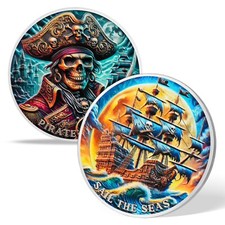 Cool Captain Skull Pirate Challenge Coin Sail The Sea, Lead Your Pirate's Life