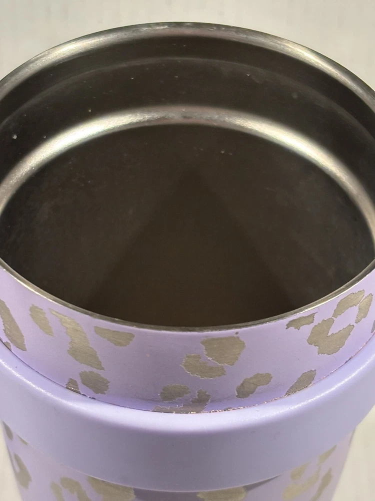Tumbler 40oz Leopard Print Pink Purple Handle And Lid