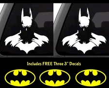 Batman Superhero Two PK 5" White Vinyl Decal Car Laptop Tablet Tumbler