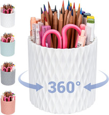 Pen Holder - 360 Rotating, 5 Slot Pen Holder for Desk. Pencil Holder for Office
