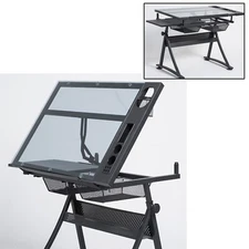 Student Drawing Learning Table Glass Desktop Slope Table Height Adjustable