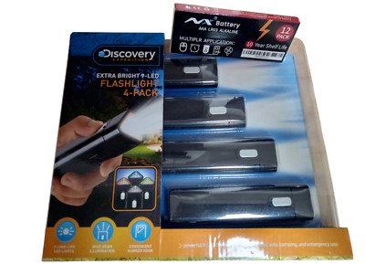 Discovery Expedition Extra Bright 9-LED Flashlight 4-Pack Batteries Included