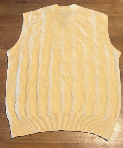 Vintage Como Sport Made In Italy Light Yellow Knit Sweater Vest Merino Wool XXL - Picture 2 of 7