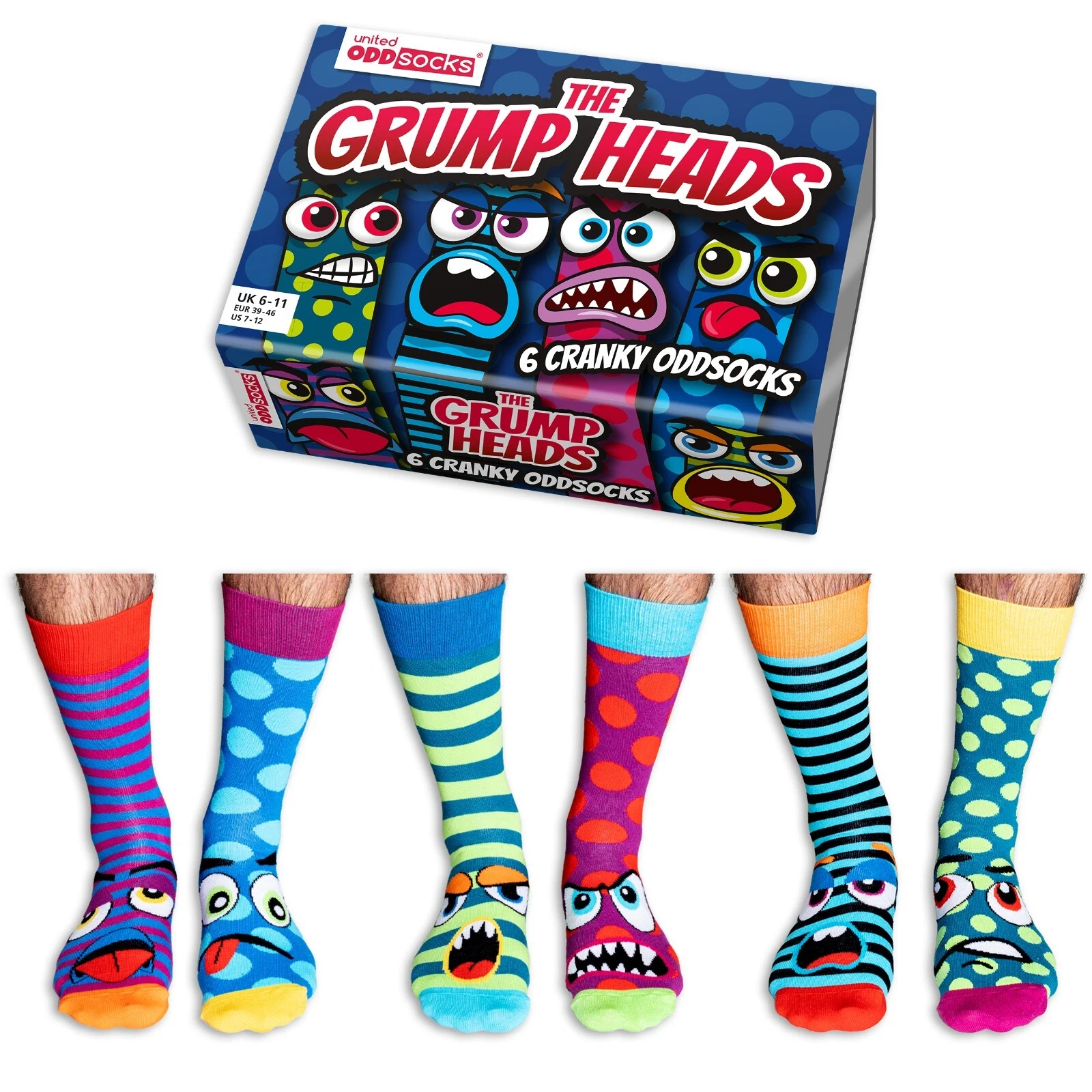 United ODDSOCKS Grump Heads Six Funky Face Odd Socks Men' Size 6 /11 Ideal Gift
Opens in a new windo