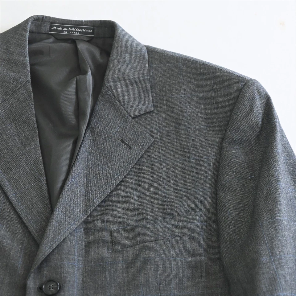 Bill Blass 42R 36x29 Gris Ventana 100% Lana Hombres Chaqueta Pantalones Traje Foto 3 de 4