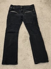 Old Skool Skinny Moto Jeans Boys Size 16 Punk Rock Black Stretch Thrasher Goth