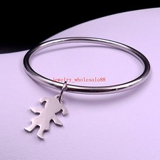 2.67'' stainless steel Lovely Baby Girls Charms Bracelet Bangle Smooth Cuff