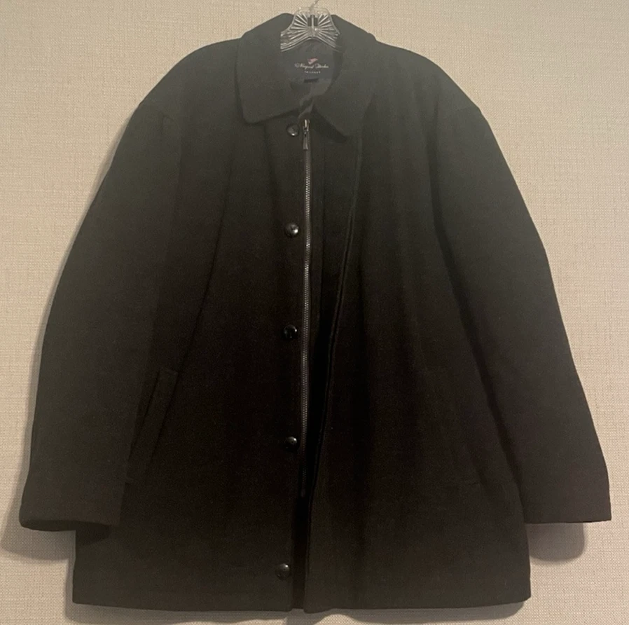 Abrigo largo forrado a medida Newport Harbor para hombre XL negro lana nailon cachemir Foto 4 de 4