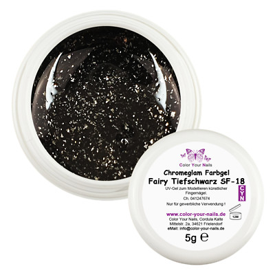 5g Fairy Chromeglam Farbgel Schwarz  (SF-18) hochdeckendes Glitzergel, Nailart