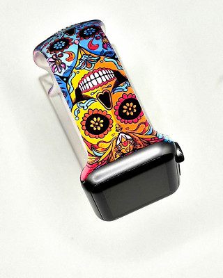 Very colorful Day of the Dead/Skulls Replacement Apple Watch Band - Fits 38-42mm
