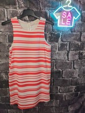 Everly Size L Striped Shift Dress Sleeveless Zip Back Elegant Classic      [LF9]