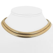 10k Yellow Gold 62.5g Forstner Vintage Solid Heavy Double Snake Necklace 14"