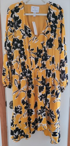 NWT Beauticurve X Lane Bryant Sz 22/24 Midi Dress V-Neckline Blouson Slv Floral - Picture 7 of 12