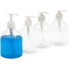4 Pc Gel Plastic Shower Foaming Bottle Soap Dispenser Liquid Pump Container 17oz