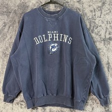 Vintage Miami Dolphins NFL Sweatshirt XL Blue Crewneck Pullover Football