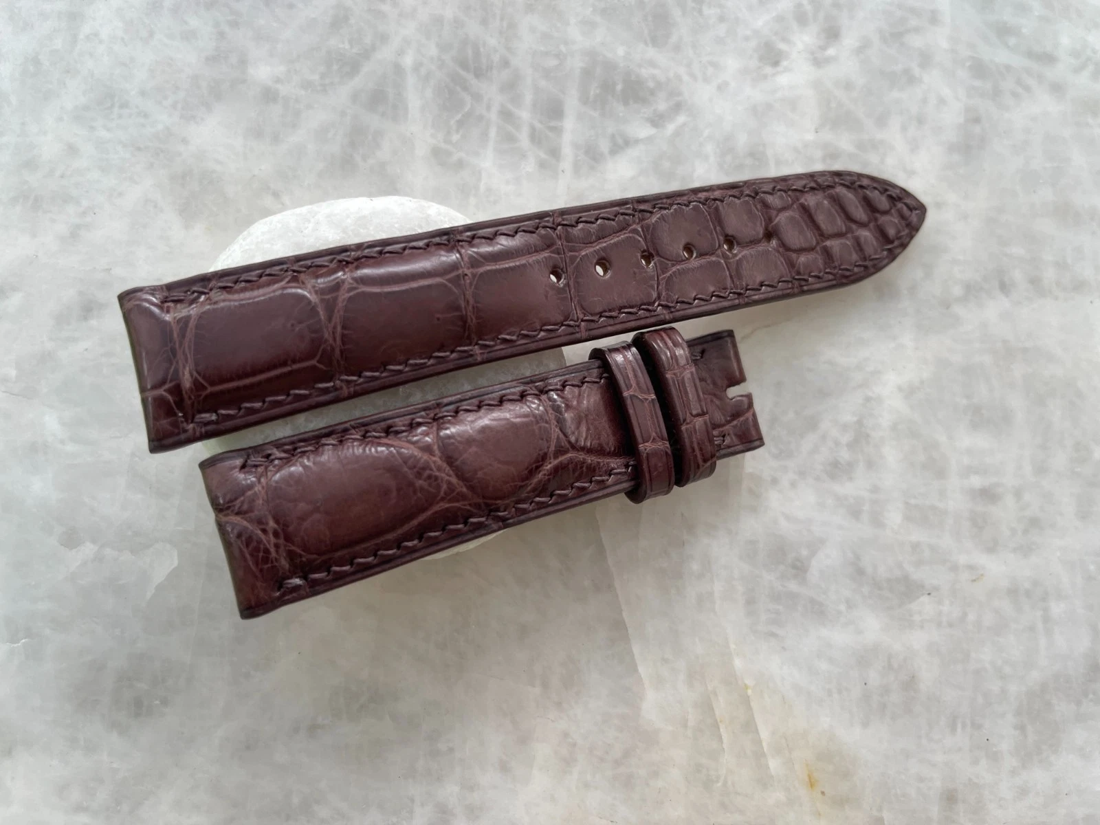 20mm/18mm Brown Alligator Crocodile Print Leather Watch Strap Band