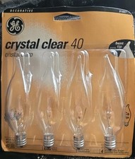 GE Crystal Clear 40W Decorative Candelabra Bulbs CA Type 4 Pack 91807