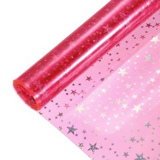 Holographic Clear Vinyl Film Sparkle PVC Fabric 12"x48",Fluorescent Pink