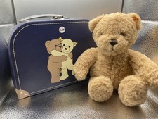 Steiff 10 Inch Jimmy Teddy Bear Plush in Navy Suitcase