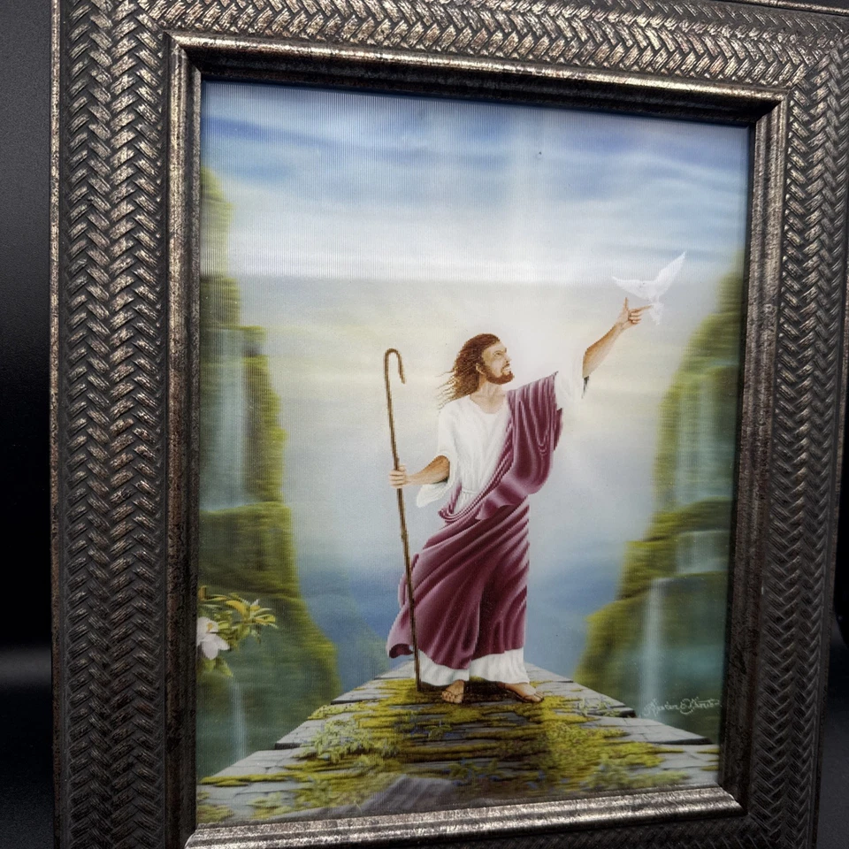 Jesús Lenticular Holográfico 3D Por Stephen O. Gunter 8x10, Marco Profesional Foto 3 de 4