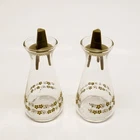 Vintage Pyrex Corelle Blossom Crazy Daisy Green Salt & Pepper Cruet Shakers Set